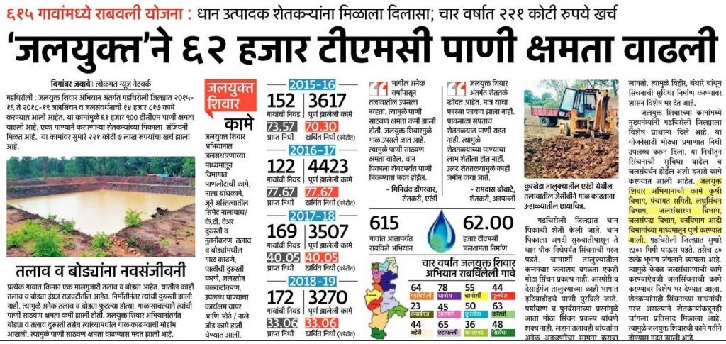 जलयुक्त शिवार योजनेची यशस्विता