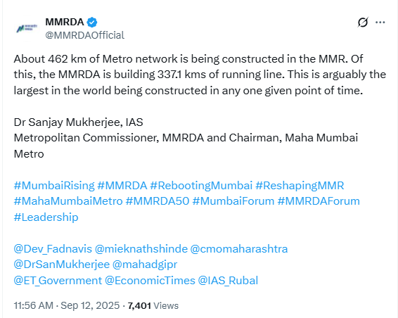मुंबई मेट्रो प्रगती